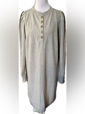 LOFT Light Gray Henley Pullover Dress NWT